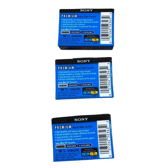 Sony DVC Digital Video Cassette Premium 60 LP:90 Lot of 3 DVM60PRL Mini - Picture 2 of 6